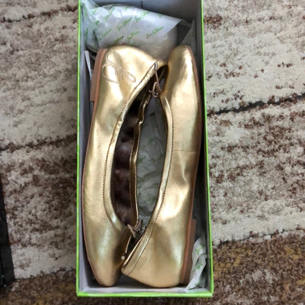 Sam Edelman gold flats. Worn once!